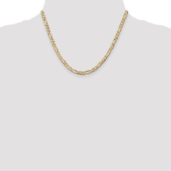 4.5mm, 10k Yellow Gold, Concave Figaro Chain Necklace, 26 Inch - Picture 2 of 8